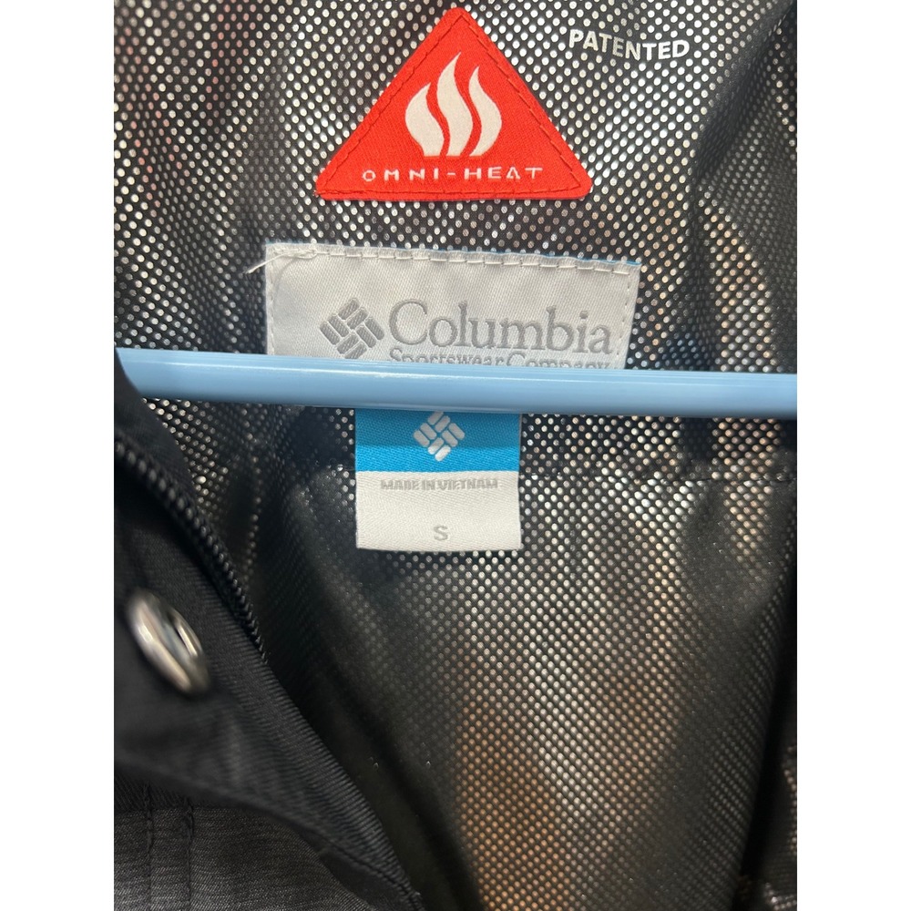 Columbia Jacket Womens S Black Charcoal Omni-Heat Tech Hooded Rain Hikebound II - Picture 8 of 12